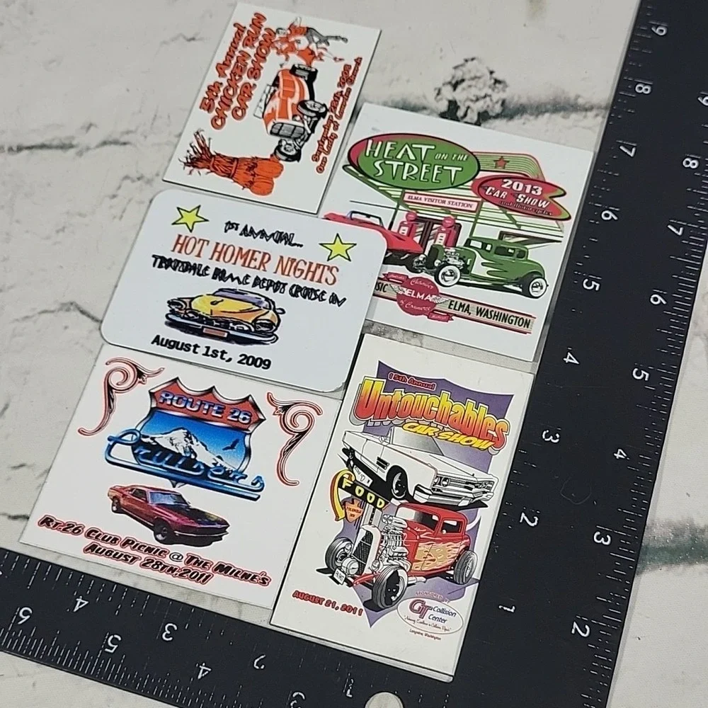Cruise-Ins Annual Hot Rod Car Shows Annual Fridge Magnets Handmade Lot Of 5